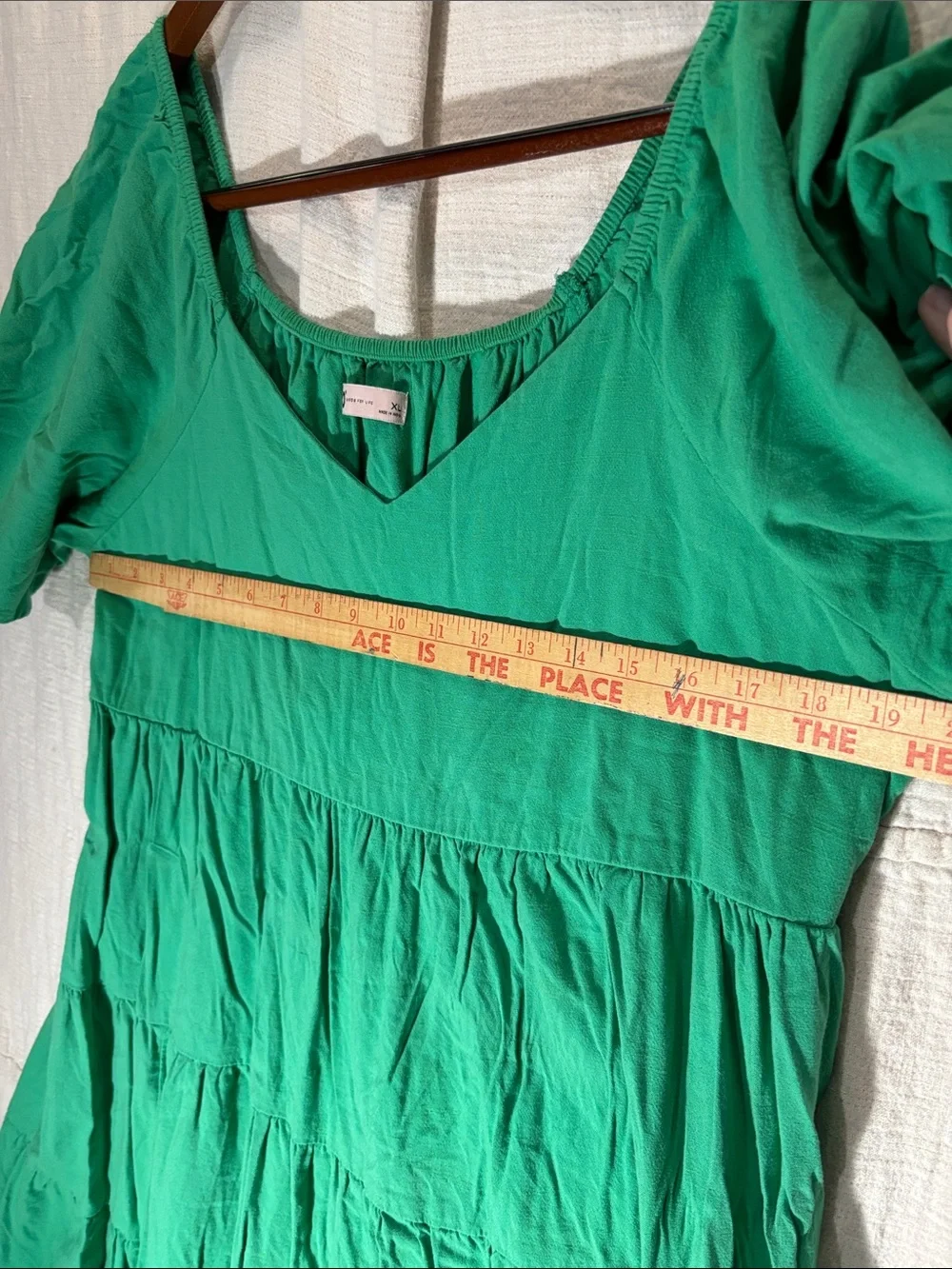 Sonoma Goods For Life Kelly Green Tiered Midi Dress XL Cotton Rayon Blend EUC - Picture 5 of 6